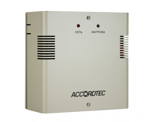 Блок питания AccordTec, металл, цвет: серый, ББП-60 , для ОПС, видео, СКУД, (AT-02393)