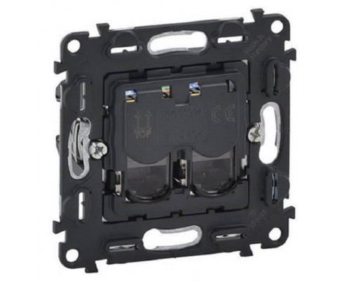 Розетка информационная Legrand Valena Life/Allure, 2x RJ45, кат. 6A, экр., внешняя, 51х58 мм (ВхШ), цвет: чёрный, (LEG.753049)