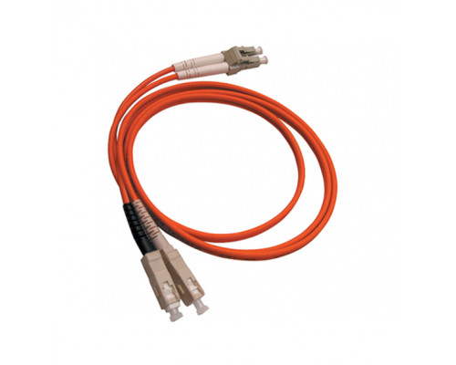 Комм. шнур оптический Hyperline, Duplex LC/SC, OM1 62,5/125, LSZH, 1м, Ø 2мм, серый хвостовик, цвет: оранжевый