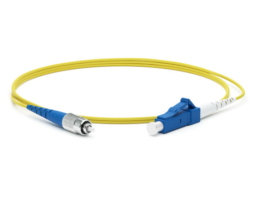 Комм. шнур оптический Hyperline, Simplex FC/LC (UPC), OS2 9/125, LSZH, 3м, Ø 2мм, синий хвостовик, цвет: жёлтый