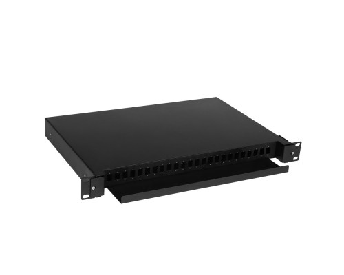 Бокс оптический Lanmaster, портов: 24, SC, 48 хОВ, 1U, 44х230х340 мм (ВхШхГ), цвет: чёрный, (LAN-FOBM-RMS-24SC)