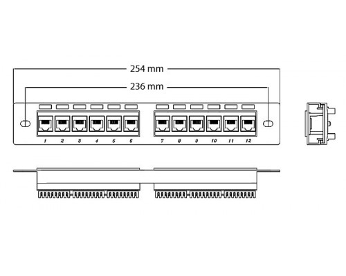 Патч-панель Cabeus 10" PL-12-Cat.5e 1U 12 портов