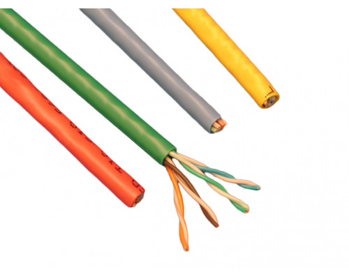 Кабель витая пара Hyperline, LSZH (нг(A)-HF), U/UTP, кат. 6, проводник Ø 0,61мм, 100м, бухта, тип прокладки: внутри зданий, цвет: серый