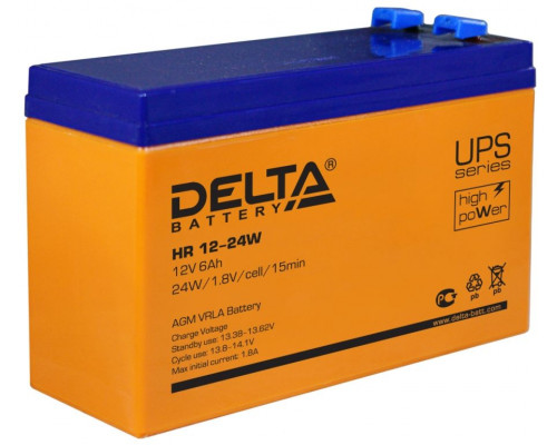 Аккумулятор для ИБП Delta Battery HR-W, 99х52х151 мм (ВхШхГ),  Необслуживаемый свинцово-кислотный,  12V/6 Ач, цвет: оранжевый, (HR 12-24W)