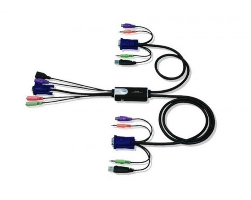 Переключатель KVM Aten, Petite, портов: 2, 21х34х84,5 мм (ВхШхГ), USB, PS/2, цвет: чёрный