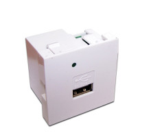 Розетка в сборе Lanmaster, 1x USB 2.0 (Type A), неэкр., 45х45 мм (ВхШ), цвет: белый, (LAN-EZ45x45-1U/R2-WH)