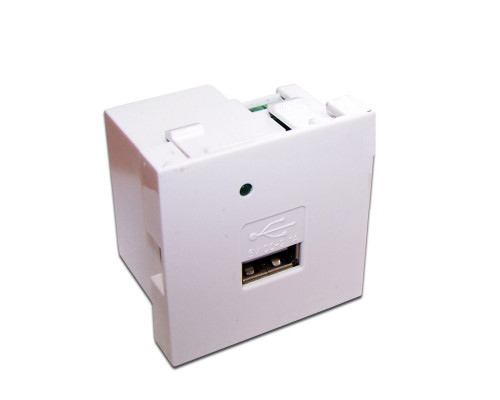 Розетка в сборе Lanmaster, 1x USB 2.0 (Type A), неэкр., 45х45 мм (ВхШ), цвет: белый, (LAN-EZ45x45-1U/R2-WH)