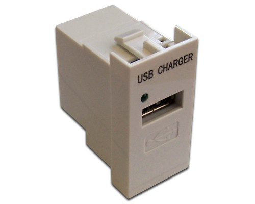 Розетка в сборе Lanmaster, 1x USB 2.0 (Type A), неэкр., 22,5х45 мм (ВхШ), цвет: белый, (LAN-EZ45x22-1U/R2-WH)