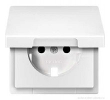 Лиц. панель розеточная Merten System M, 1х Schuko, плоская, внутренняя, шторки, цвет: активный белый, с крышкой (MTN2340-0325)