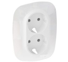 Лиц. панель розеточная Legrand Valena Allure, 2х Schuko, 157х86 мм (ВхШ), плоская, для двойной розетки 2К+3, цвет: белый (LEG.754955)