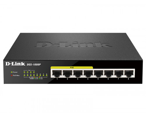 Коммутатор D-Link, DGS-1008P/E1A