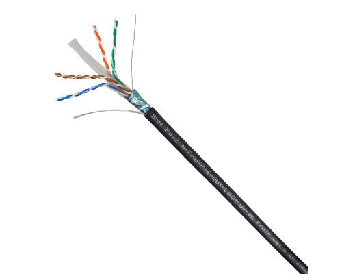 Кабель витая пара BNH, LSZH-UV (нг(A)-HF), F/UTP, кат. 6, проводник Ø 0,57мм, 305м, бухта, тип прокладки: снаружи зданий, цвет: чёрный