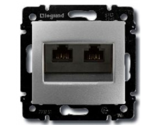 Розетка в сборе Legrand Valena, 2x RJ45, кат. 5е, экр., внутренняя, 51х58 мм (ВхШ), цвет: блестящий алюминий, (LEG.770231)
