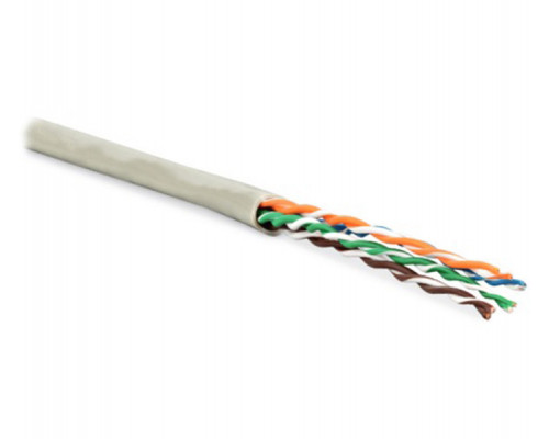 Кабель витая пара Hyperline UUTP4-C6-P24-NCR-IN-PVC, PVC, U/UTP, кат. 6, проводник Ø 0,61мм, 305м, тип прокладки: внутри зданий, цвет: серый