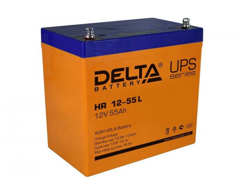 Аккумулятор для ИБП Delta Battery HR, 213х138х229 мм (ВхШхГ),  Необслуживаемый свинцово-кислотный,  12V/55 Ач, цвет: оранжевый, (HR 12-55 L)