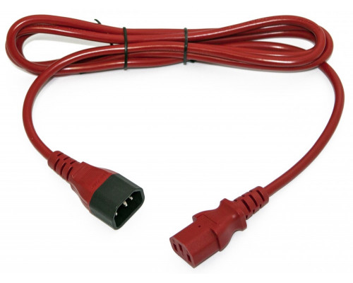 Шнур для блока питания Hyperline, IEC 320 C13, вилка IEC 60320 С14, 1 м, 10А, провода 3 х 0,75 кв. мм, цвет: красный
