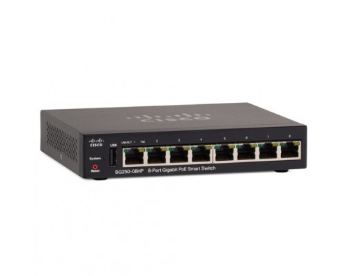Коммутатор Cisco Small Business SG250-08HP-K9-EU