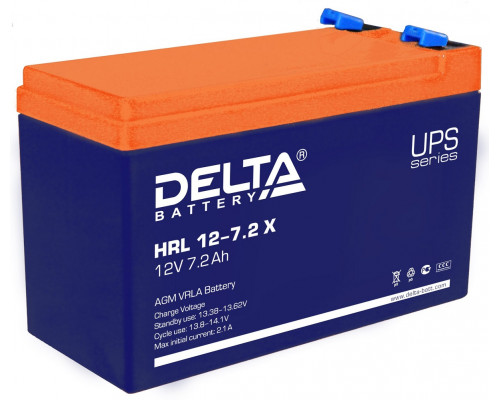 Аккумулятор для ИБП Delta Battery HRL-X, 100х65х151 мм (ВхШхГ),  необслуживаемый свинцово-кислотный,  12V/7,2 Ач, цвет: синий, (HRL 12-7.2 X)