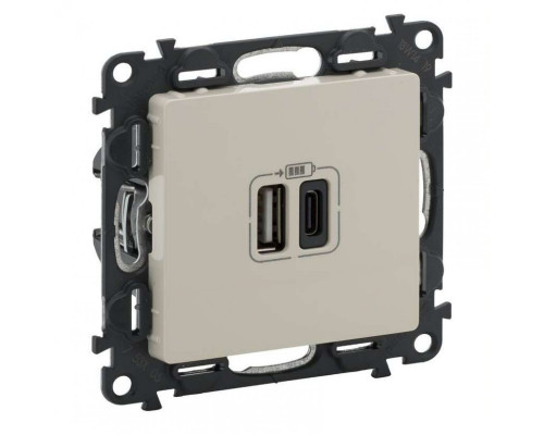 Розетка информационная Legrand Etika, 2x USB, цвет: белый, (LEG.672236)