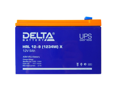 Аккумулятор для ИБП Delta Battery HRL-X, 100х65х151 мм (ВхШхГ),  необслуживаемый свинцово-кислотный,  12V/9 Ач, цвет: синий, (HRL 12-9 (1234W) X)