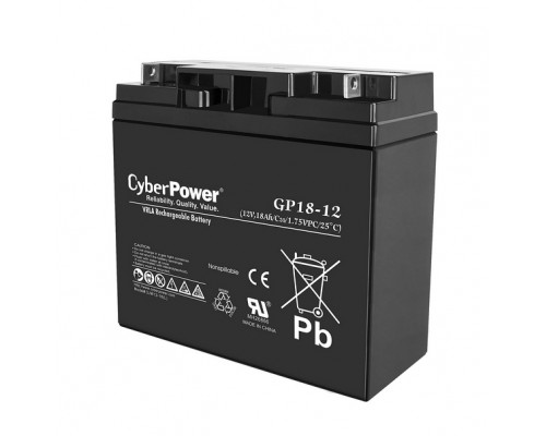Аккумулятор для ИБП CyberPower, 150х100х200 мм (ВхШхГ),  Необслуживаемый свинцово-кислотный,  12V/18 Ач, цвет: чёрный, (GP18-12)