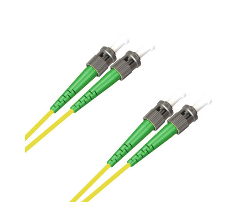 Комм. шнур оптический Hyperline, Duplex ST/ST (APC), OS2 9/125, LSZH, 2м, Ø 2мм, зелёный хвостовик, цвет: жёлтый