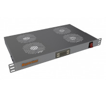 Вентиляторный модуль Hyperline TRFA-MICR, термостат, 220V, 1U, 45х290 мм (ВхГ), вентиляторов: 4, 43 дБ, поток: 600 м3/ч, для шкафов, цвет: серый