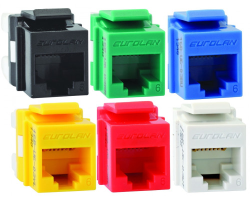 Модуль универсальный Eurolan, keystone, 1хRJ45, кат. 6, неэкр., цвет: белый