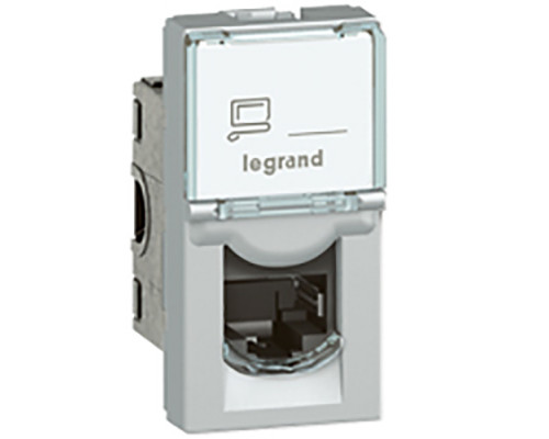 Розетка в сборе Legrand LCS2, 1x RJ45, кат. 6A, экр., 65х50 мм (ВхШ), упаковка: 10 шт, цвет: алюминий, (LEG.079473)