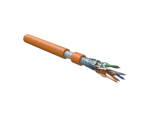 Кабель витая пара Hyperline FUTP4-C5E-S24-IN-LSLTX, Hг(A)-LSLTx, F/UTP, кат. 5е, проводник Ø 0,51мм, 305м, тип прокладки: внутри зданий, цвет: оранжев