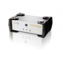 Переключатель KVM Aten, портов: 1 х SPHD-15, 55,5х88х140 мм (ВхШхГ), USB, цвет: металл