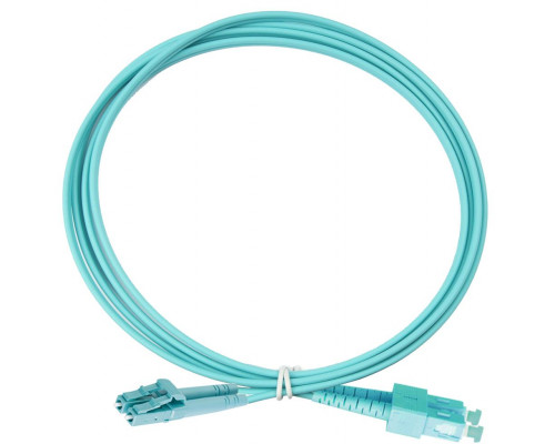 Комм. шнур оптический Eurolan Tight Buffer, Duplex SC/LC, OM3 50/125, LSZH (нг(A)-HF), 10м, бирюзовый  хвостовик, цвет: бирюзовый
