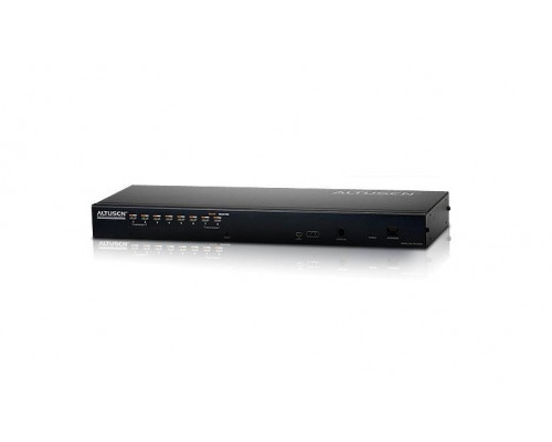 Переключатель KVM Aten, Altusen, портов: 8, 440х161х437 мм (ВхШхГ), KVM over IP: есть, USB, RS232, RJ45, PS/2, цвет: чёрный
