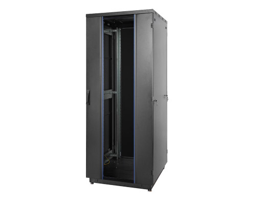 Шкаф телекоммуникационный напольный Eurolan S3000, IP20, 42U, 2030х800х1000 мм (ВхШхГ), дверь: стекло, боковая панель: сплошная, разборный, цвет: чёрн