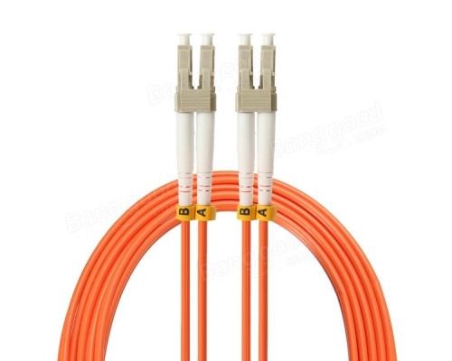 Комм. шнур оптический Hyperline, Duplex LC/LC, OM1 62,5/125, LSZH, 50м, Ø 2мм, серый хвостовик, цвет: оранжевый