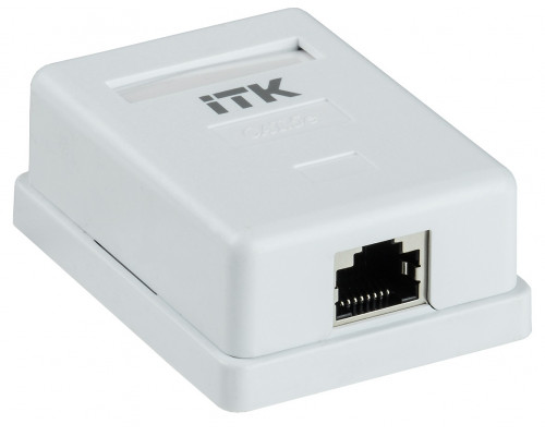Розетка в сборе ITK, 1x RJ45(8P8C), кат. 5е, экр., для настенного монтажа, упаковка: 1 шт, цвет: белый, (CS2-1C5EF-12)