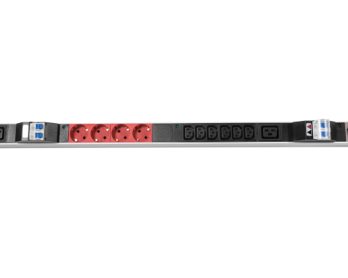 Верт блок розеток Rem-3x32, 3 фазы 32A, 6 авт, инд, 12 S, 18 C13, 3 C19, 1820мм, вх IEC 309, шнур 3м