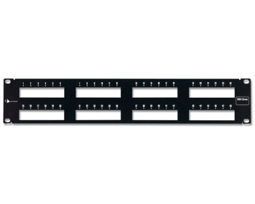 Комм. патч-панель Siemon MAX, 19&quot;, 2HU, портов: 72 х keystone, кат. 5-7A, универсальная, экр., цвет: чёрный, (MX-PNL-72)