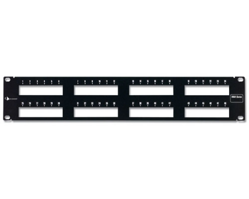 Комм. патч-панель Siemon MAX, 19", 2HU, портов: 72 х keystone, кат. 5-7A, универсальная, экр., цвет: чёрный, (MX-PNL-72)