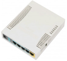 Маршрутизатор Mikrotik, RouterBOARD, портов: 5, LAN: 4, антенн: 2, 29х138х113 мм (ВхШхГ), цвет: белый, 2,5dBi усиления, RB951Ui-2HnD