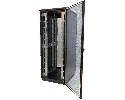 Шкаф серверный напольный Eurolan S3000, IP20, 47U, 2250х800х1000 мм (ВхШхГ), дверь: перфорация, боковая панель: сплошная, разборный, цвет: чёрный
