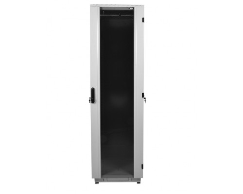 Шкаф телекоммуникационный напольный 47U (600 × 600) дверь стекло, цвет чёрный
