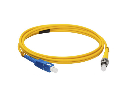 Комм. шнур оптический Lanmaster, Simplex ST/SC (APC), OS2 9/125, LSZH, 0,5м, синий хвостовик, цвет: жёлтый