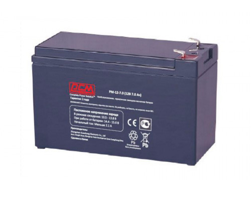 Аккумулятор для ИБП Powercom, 99х65х151 мм (ВхШхГ),  свинцово-кислотные,  12V/7 Ач, цвет: чёрный, (PM-12-7.0)