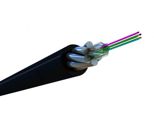 Кабель ВО Hyperline AWSH Single Mode,  8хОВ, OS2 9/125, PE, Ø 5мм, снаружи зданий, стальная проволока, цвет: чёрный