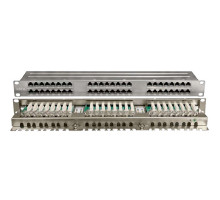 Комм. патч-панель Hyperline, 19&quot;, 1HU, портов: 48 х RJ45, кат. 6, универсальная, экр., высокой плотности, (PPHD-19-48-8P8C-C6-SH-110D)
