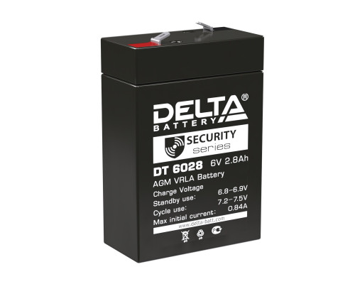 Аккумулятор для ИБП Delta Battery DT, 99х33х66 мм (ВхШхГ),  Необслуживаемый свинцово-кислотный,  6V/2,8 Ач, цвет: чёрный, (DT 6028)