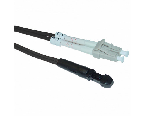 Комм. шнур оптический Hyperline, Duplex LC/MTRJM, OM2 50/125, LSZH, 1м, Ø 2мм, серый хвостовик, цвет: чёрный