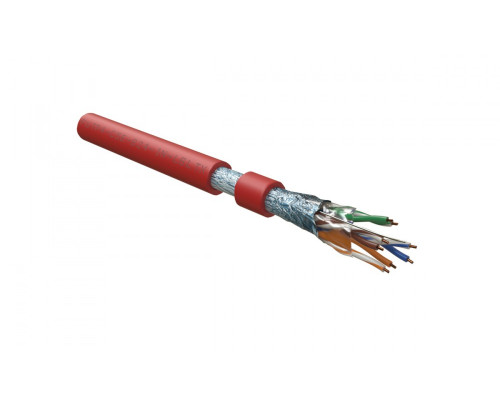 Кабель витая пара Hyperline FUTP4-C5E-S24-IN-LSLTX, Hг(A)-LSLTx, F/UTP, кат. 5е, проводник Ø 0,51мм, 305м, тип прокладки: внутри зданий, цвет: красный