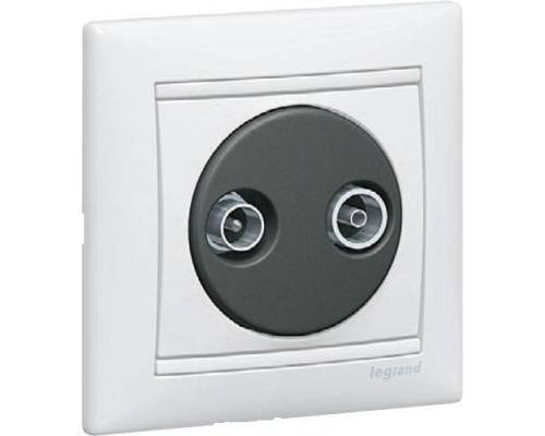 Розетка в сборе Legrand Valena, 2x TV/R, кат. 5е, экр., внутренняя, 51х58 мм (ВхШ), цвет: белый, (LEG.774432)